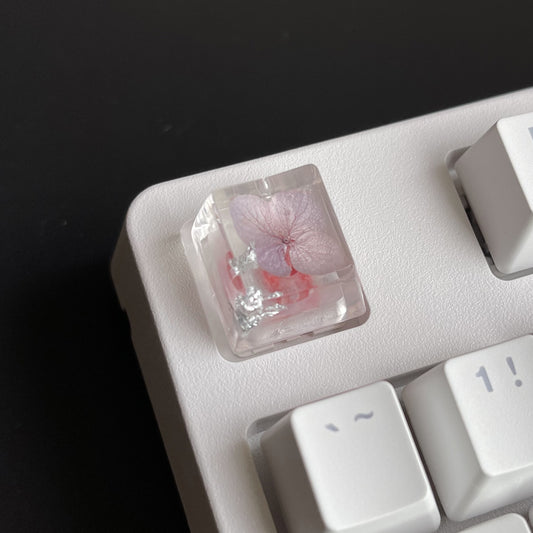 Custom White Purple Flower Resin Keycaps