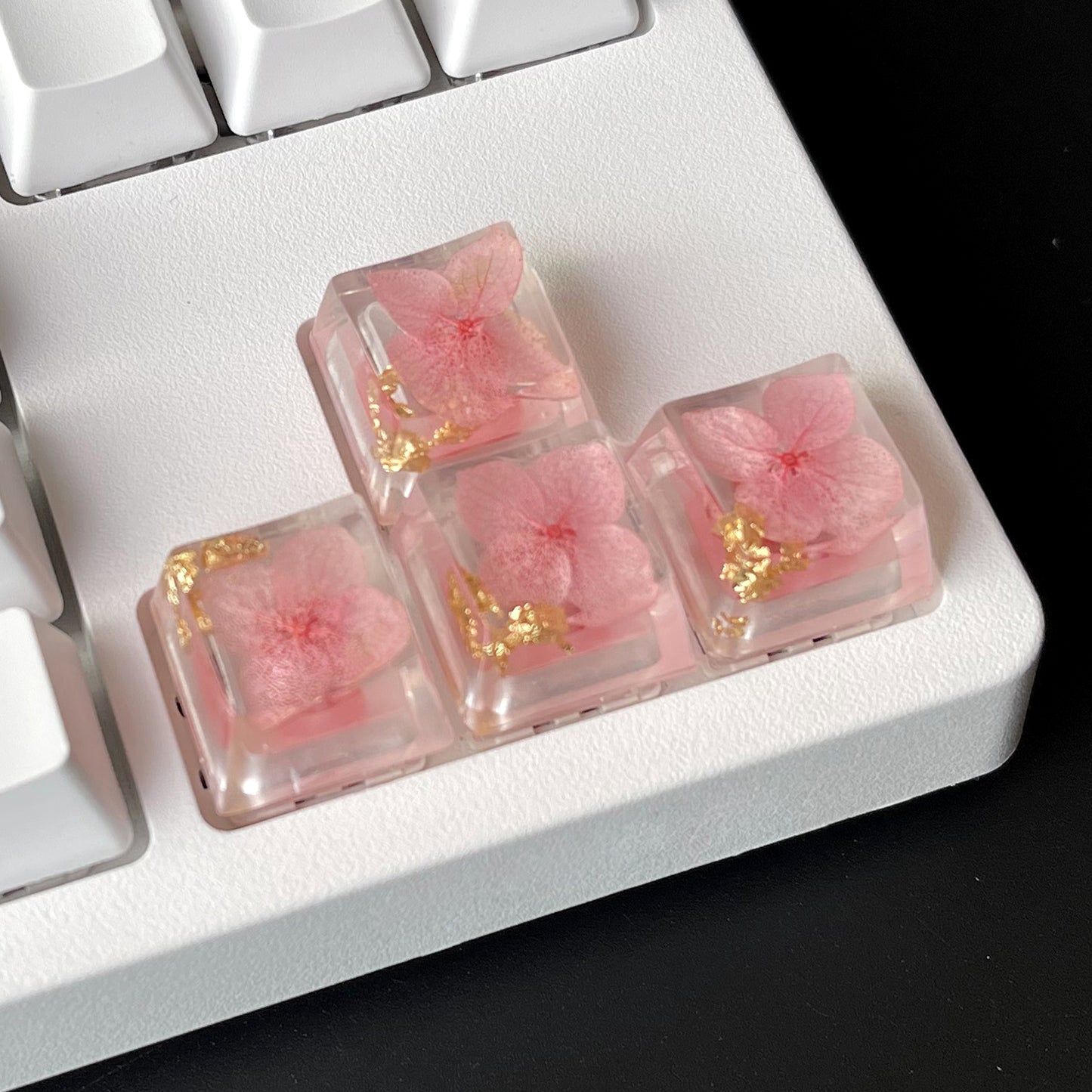Custom Pink Flower Resin Keycaps