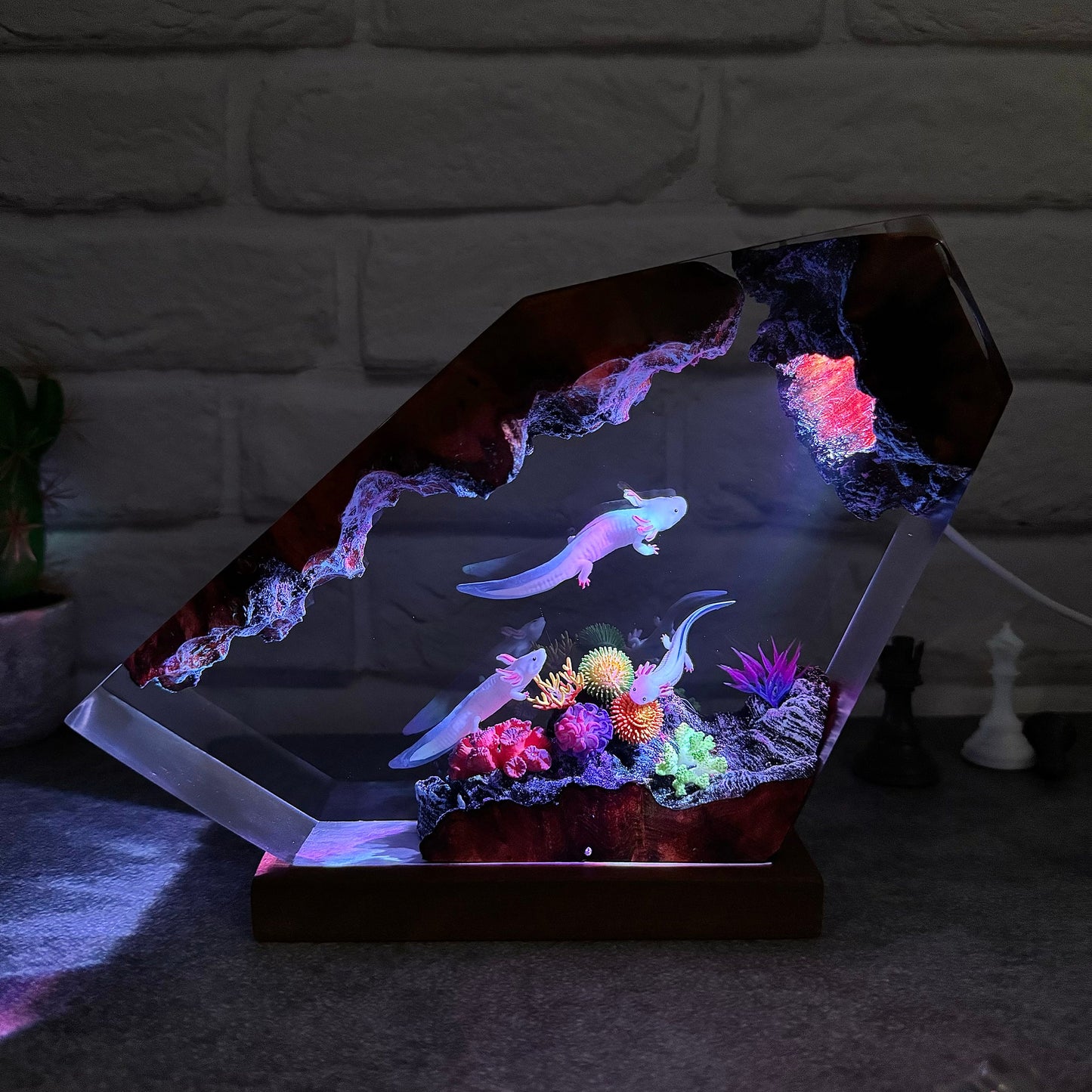 Axolotl resin lamp, Mexican Salamander resin art lamp, unique resin gifts for daughter