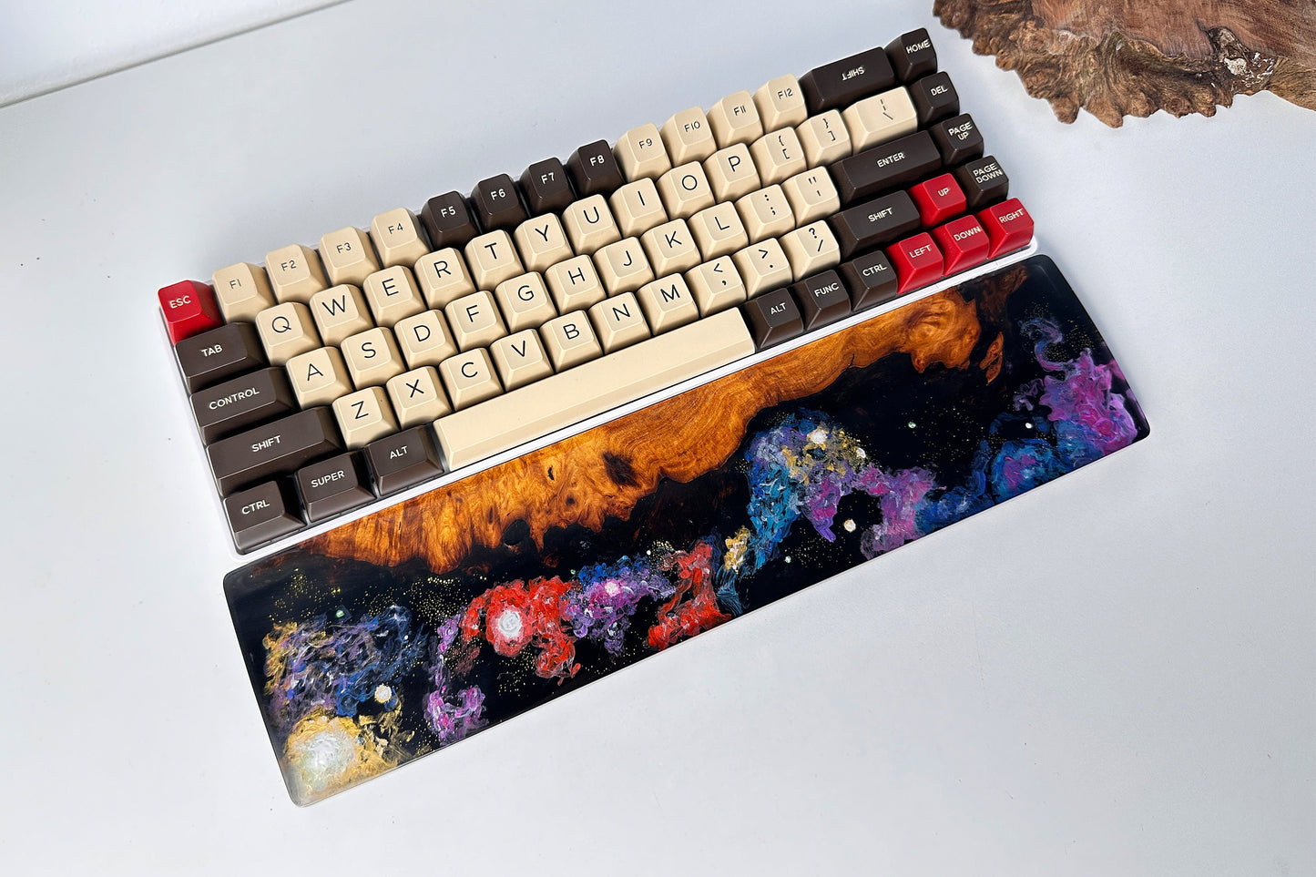 Galaxy TKL wrist rest, interstellar resin wrist rest, keyboard wrist rest, custom wrist rest, artisan wrist rest, wood resin wrist rest