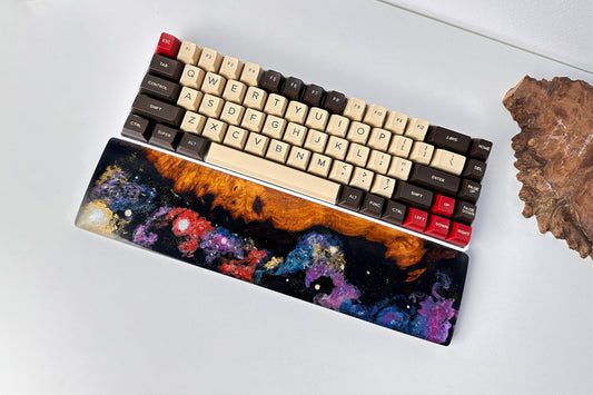 Galaxy TKL wrist rest, interstellar resin wrist rest, keyboard wrist rest, custom wrist rest, artisan wrist rest, wood resin wrist rest