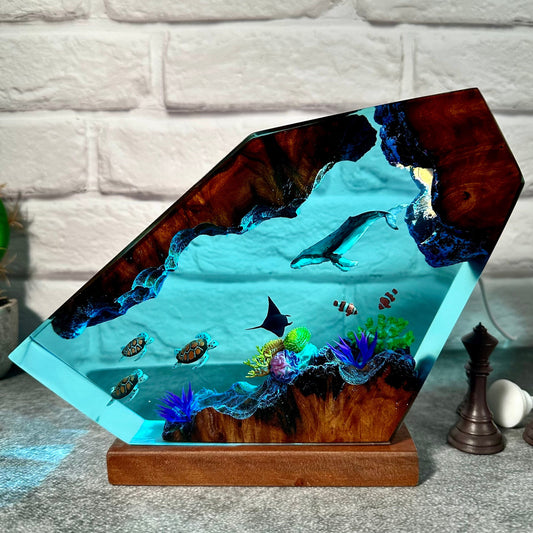 Giant Humpback Whale resin lamp, turtles resin night light, table set up decor, room decor