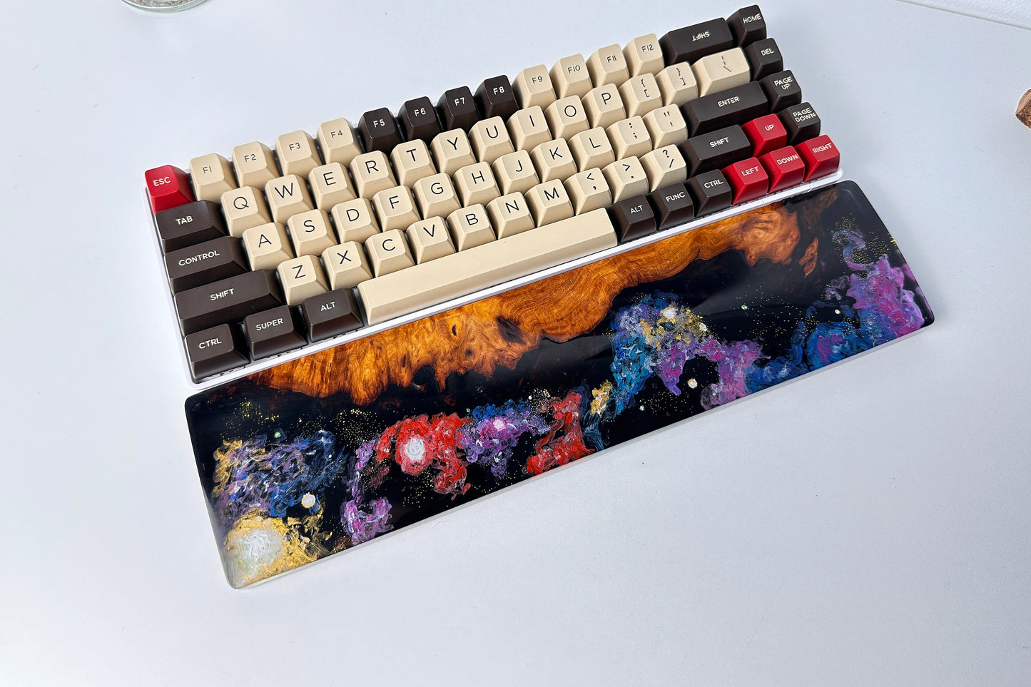 Galaxy TKL wrist rest, interstellar resin wrist rest, keyboard wrist rest, custom wrist rest, artisan wrist rest, wood resin wrist rest