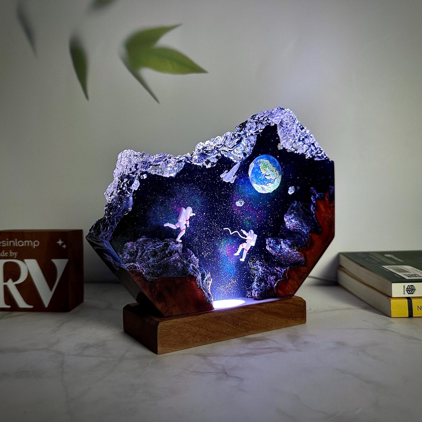 Interstellar Wood Lamp, astronaut couple, Space Galaxy Lamp, Custom Lamp, Handmade Lamp, Unique Gift, gift for boyfriend, Christmas gift