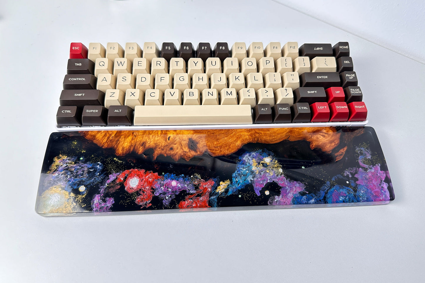 Galaxy TKL wrist rest, interstellar resin wrist rest, keyboard wrist rest, custom wrist rest, artisan wrist rest, wood resin wrist rest