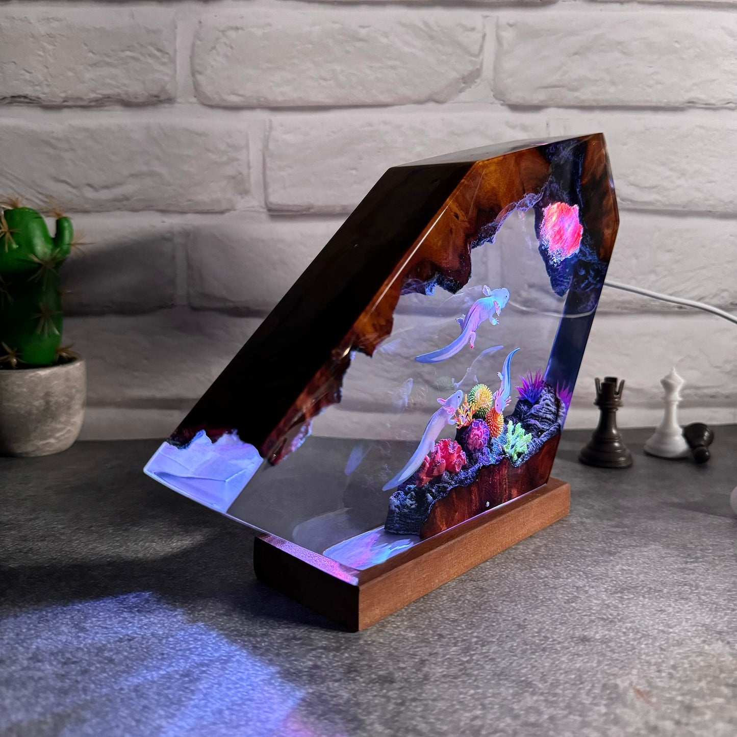 Axolotl resin lamp, Mexican Salamander resin art lamp, unique resin gifts for daughter