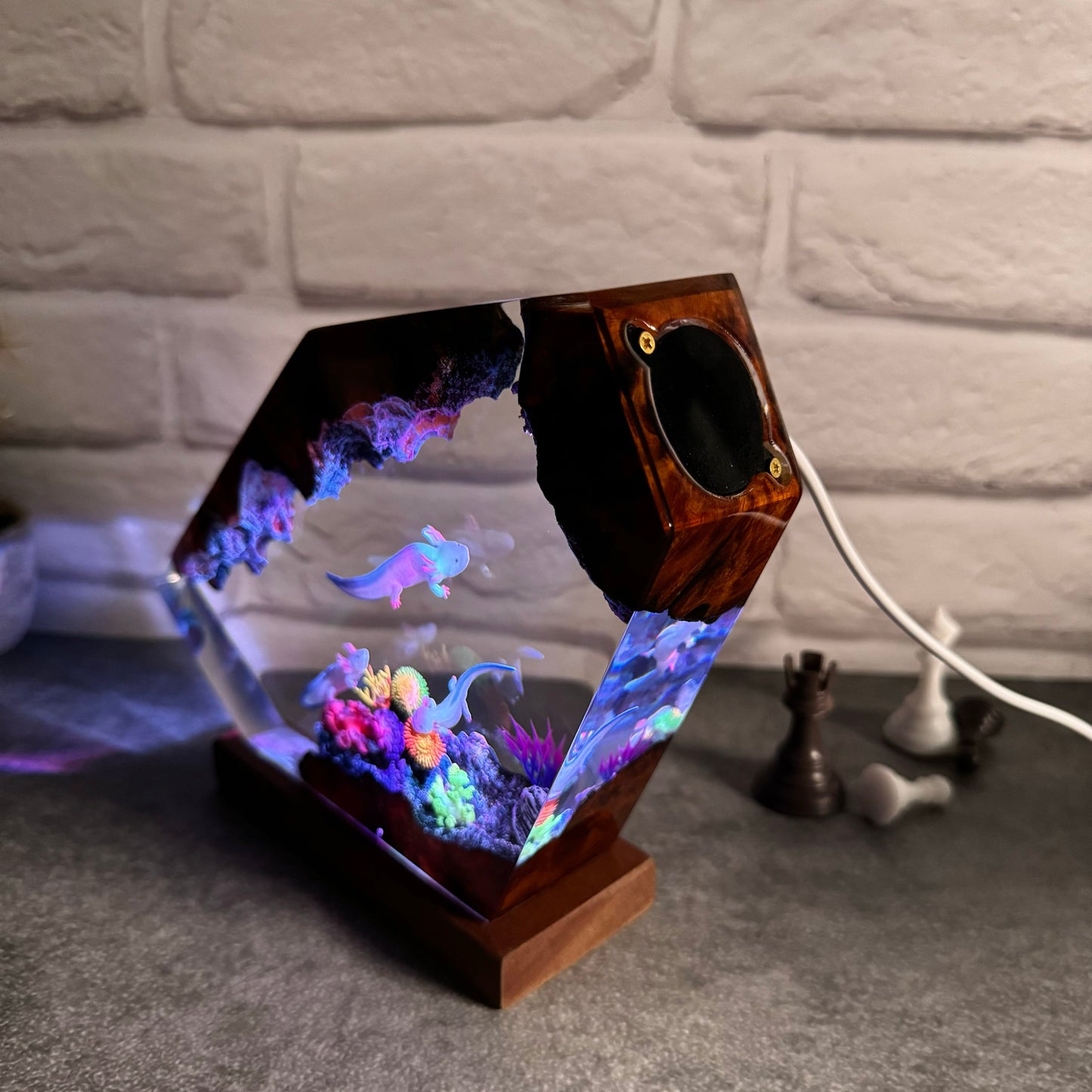 Axolotl resin lamp, Mexican Salamander resin art lamp, unique resin gifts for daughter