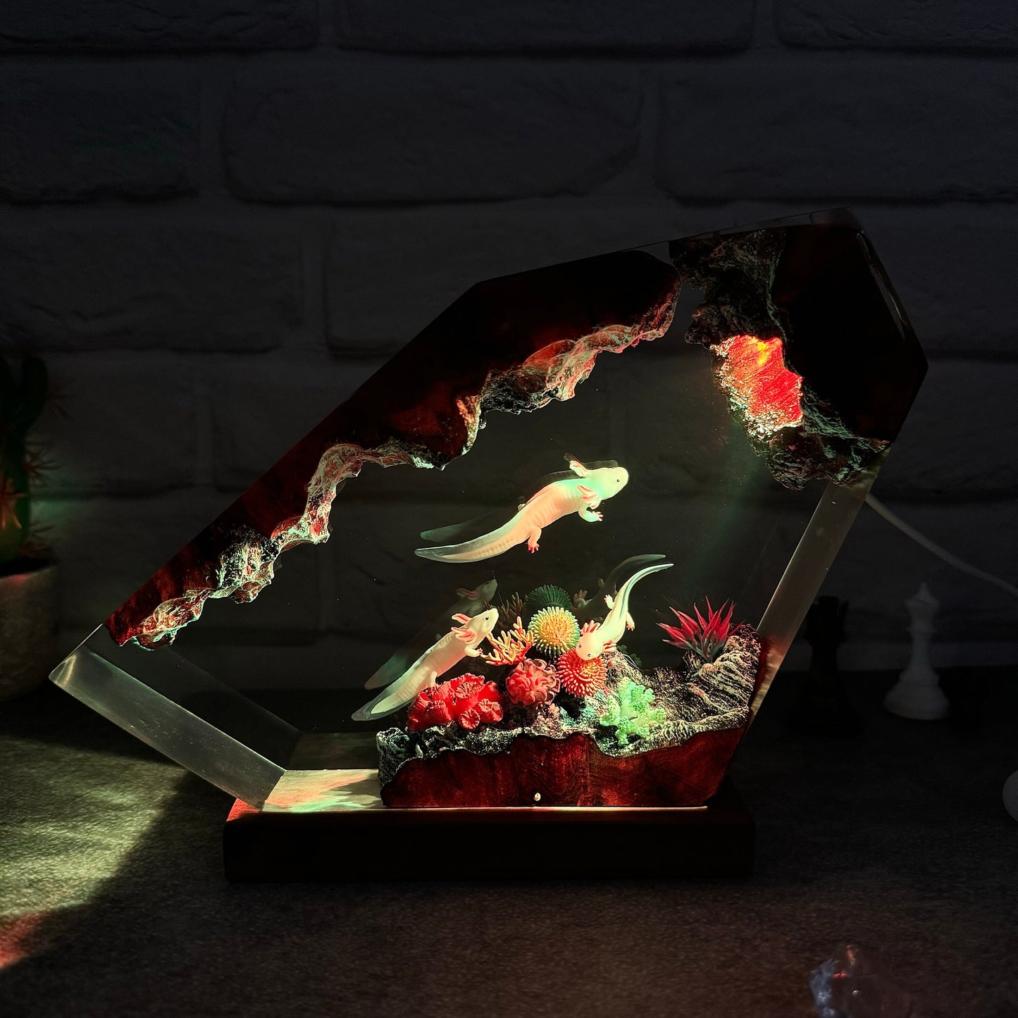 Axolotl resin lamp, Mexican Salamander resin art lamp, unique resin gifts for daughter