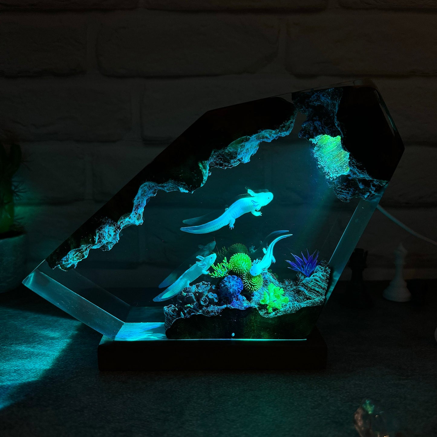 Axolotl resin lamp, Mexican Salamander resin art lamp, unique resin gifts for daughter