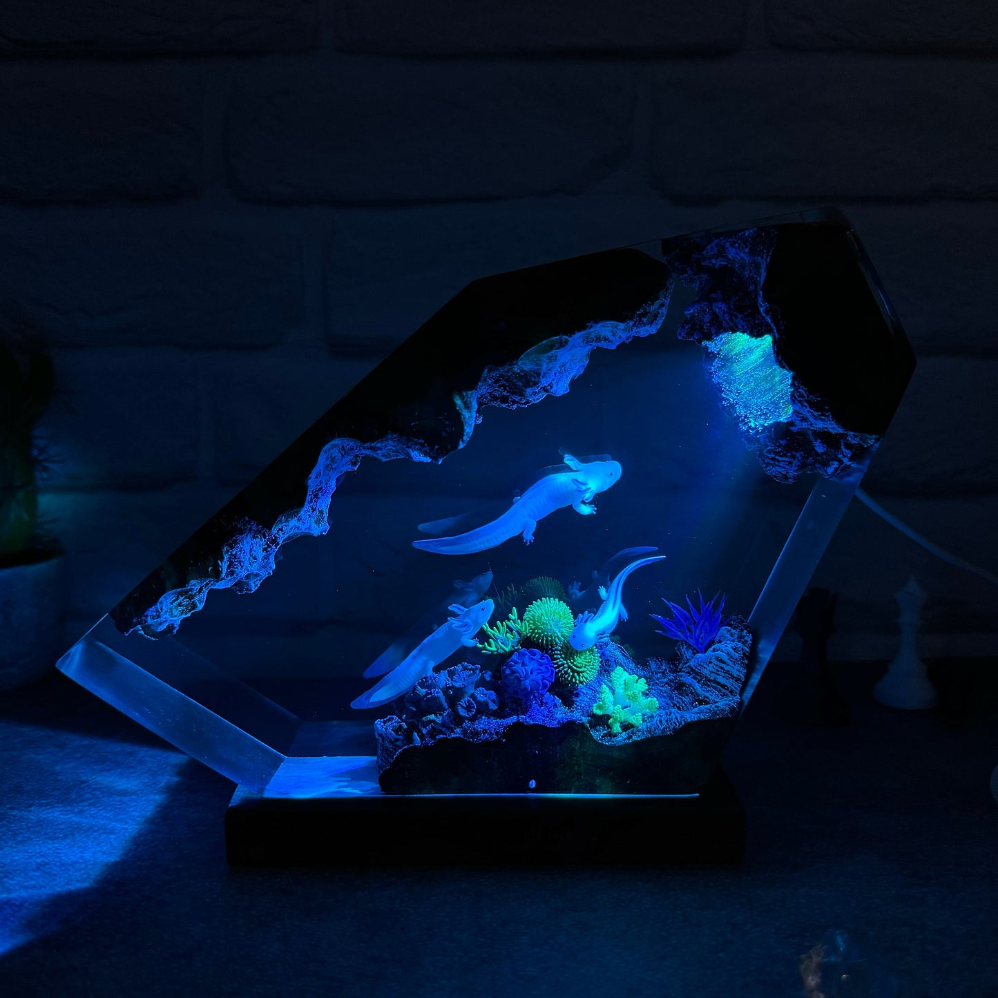 Axolotl resin lamp, Mexican Salamander resin art lamp, unique resin gifts for daughter