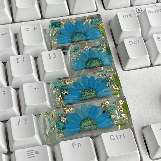 Custom Blue Flower Resin Keycaps