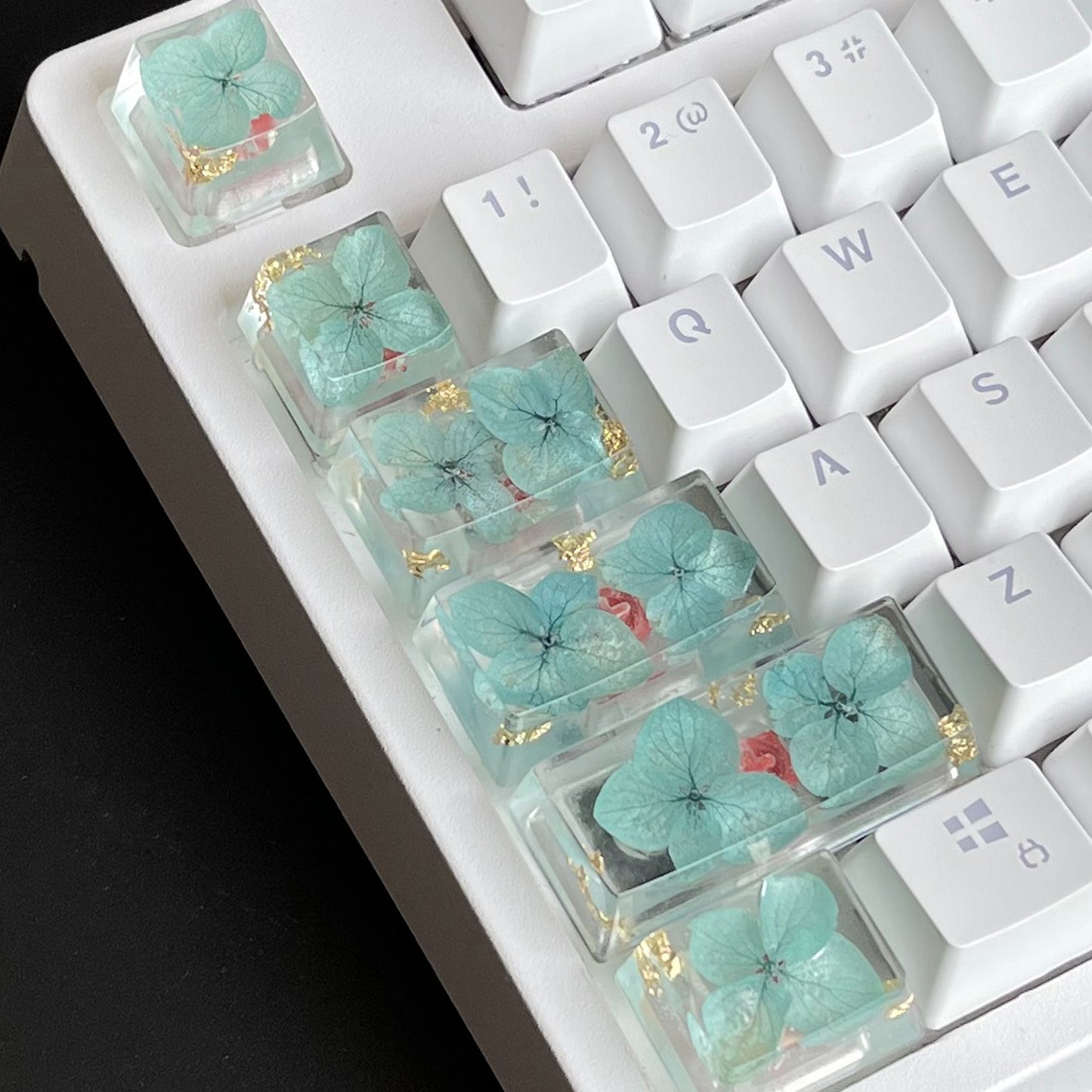 Custom Green Flower Resin Keycaps