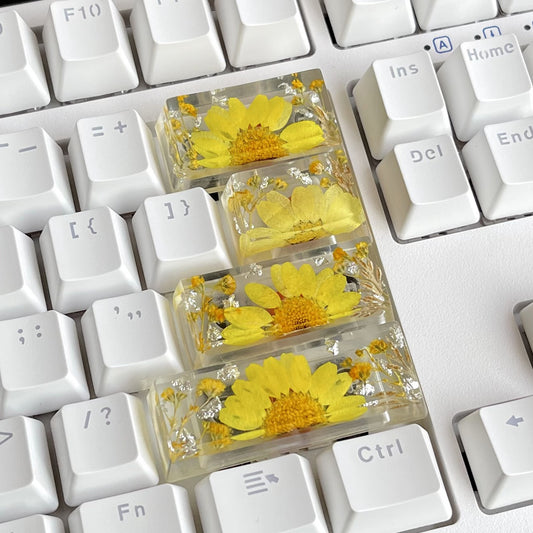 Custom Yellow Flower Resin Keycaps