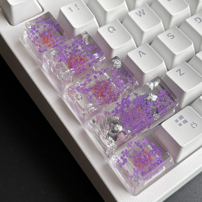 Custom Purple Flower Resin Keycaps