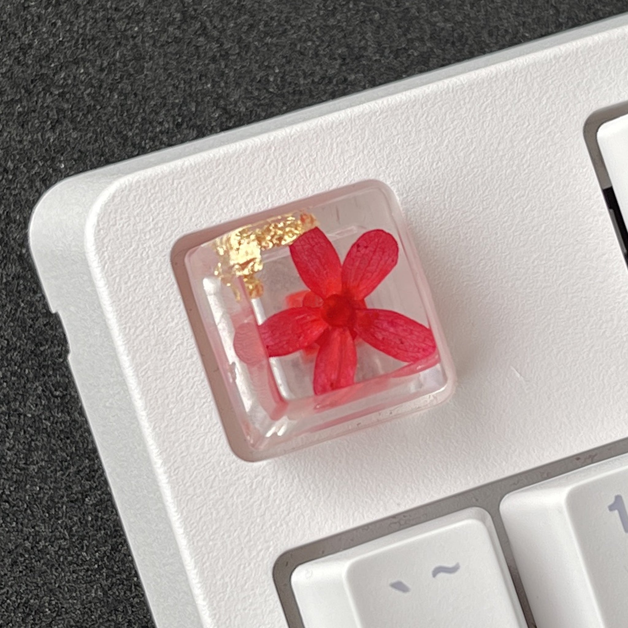 Custom Red Sakura Flower Resin Keycaps