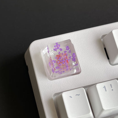 Custom Purple Flower Resin Keycaps