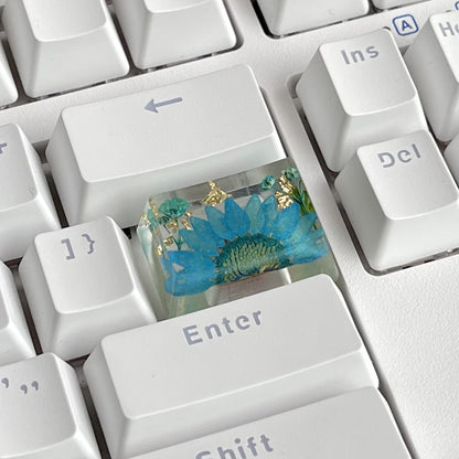 Custom Blue Flower Resin Keycaps