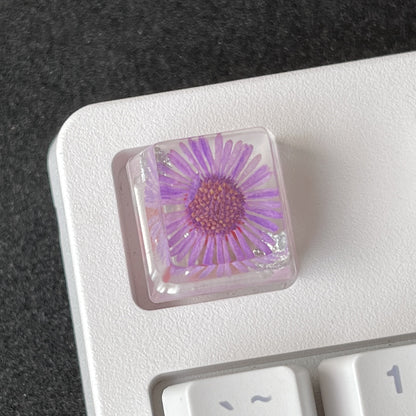 Custom Purple Flower Resin Keycaps