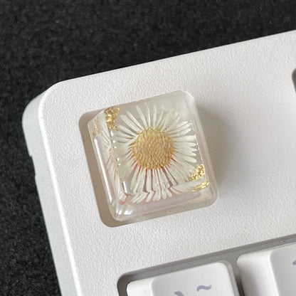 Custom White Flower Resin Keycaps