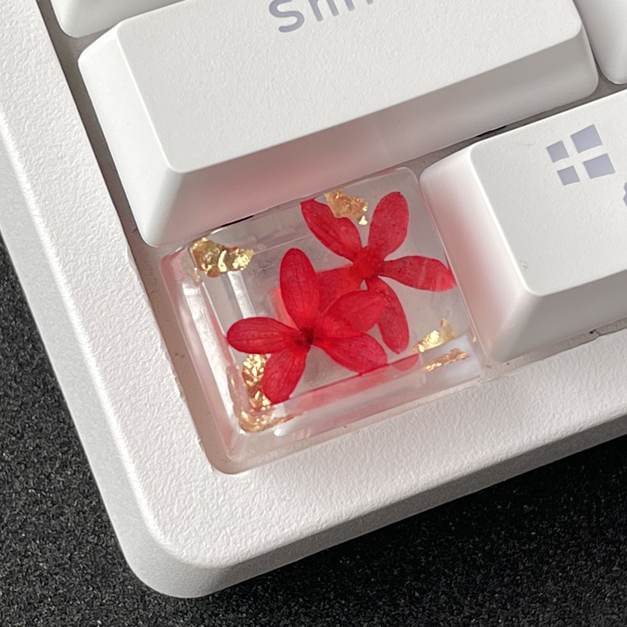 Custom Red Sakura Flower Resin Keycaps
