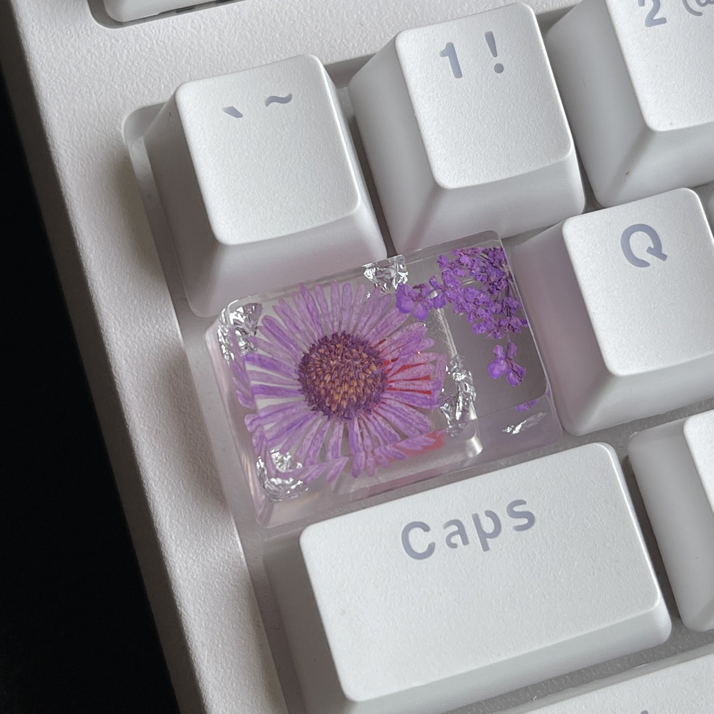 Custom Purple Flower Resin Keycaps