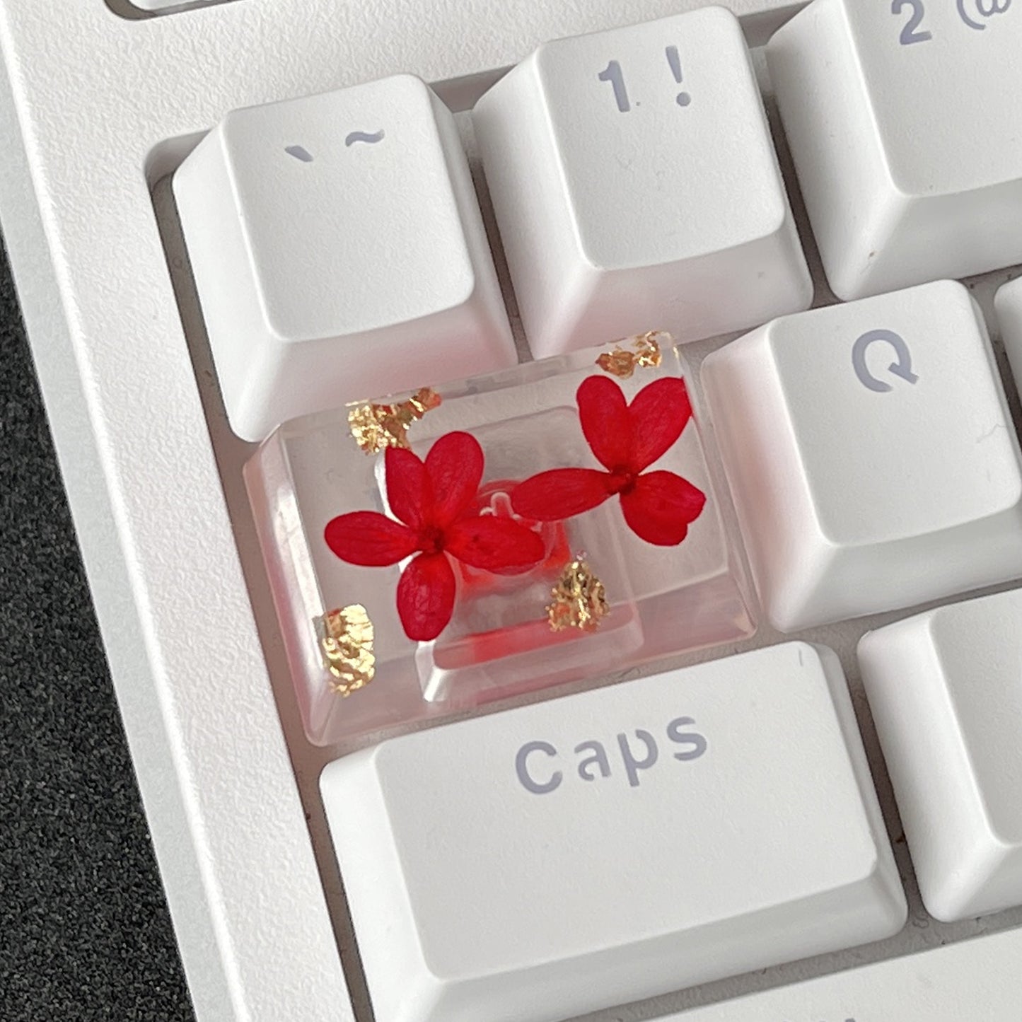 Custom Red Sakura Flower Resin Keycaps