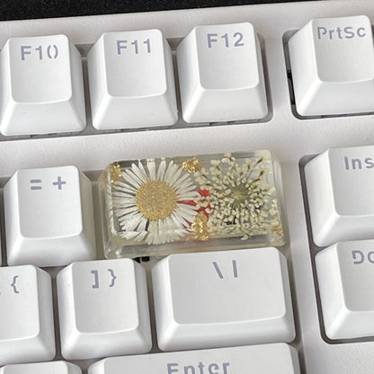 Custom White Flower Resin Keycaps