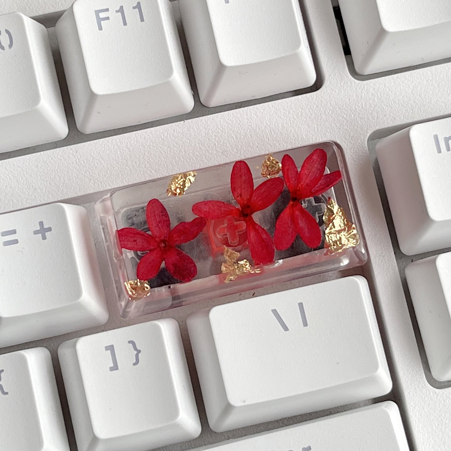 Custom Red Sakura Flower Resin Keycaps