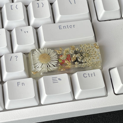 Custom White Flower Resin Keycaps