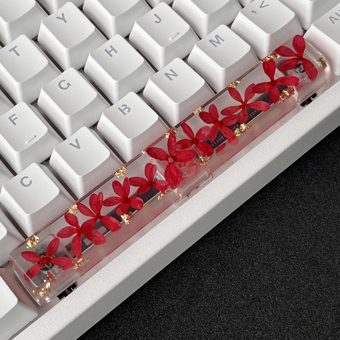 Custom Red Sakura Flower Resin Keycaps