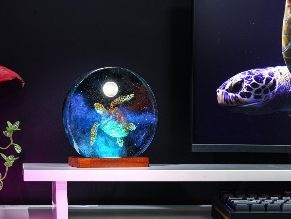Cosmic Sea Turtle Resin Lamp