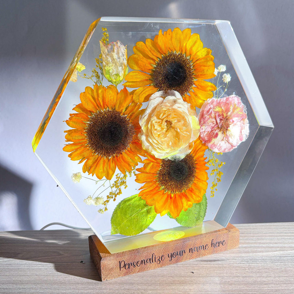 Sunflower & Rose Bouquet Resin Lamp