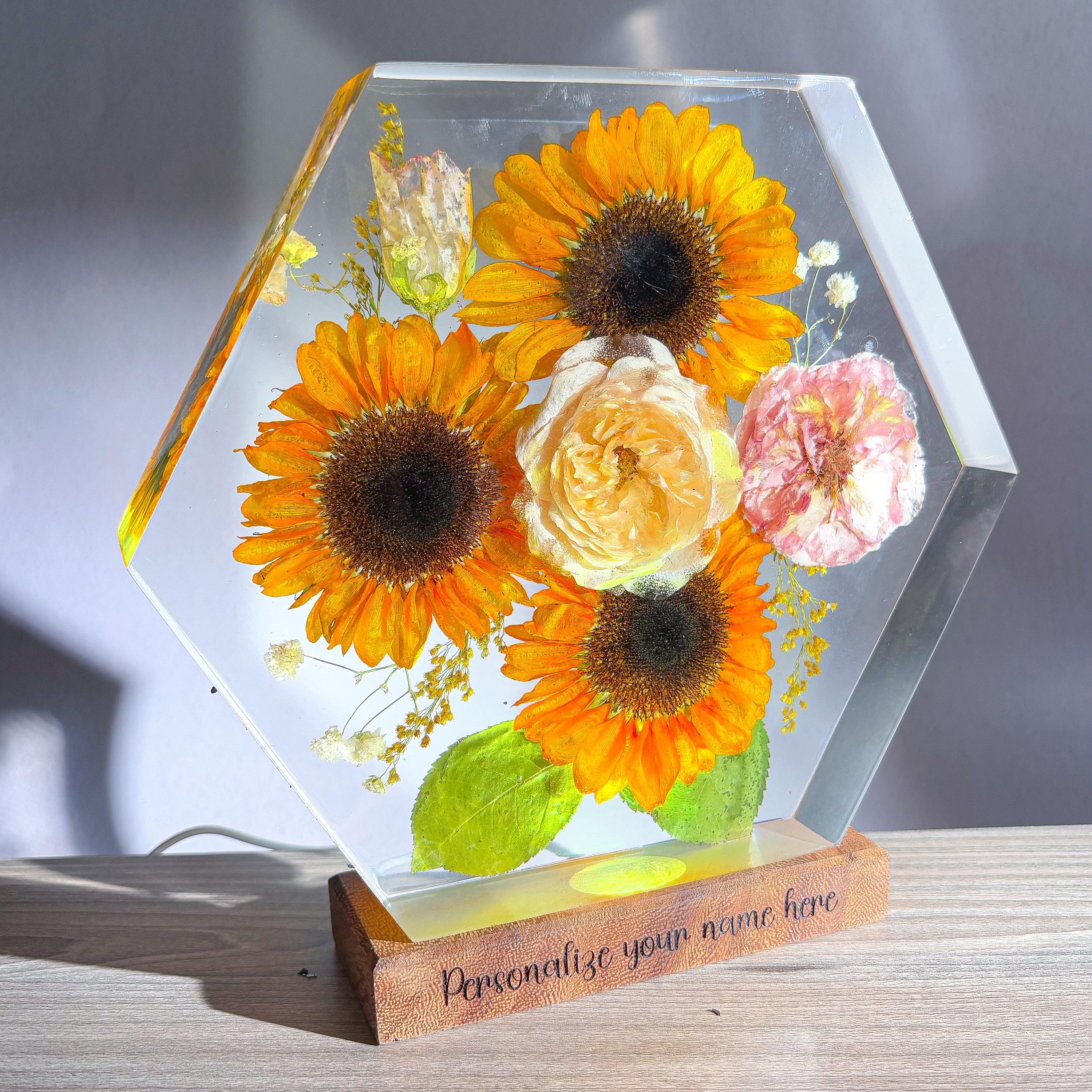 Sunflower & Rose Bouquet Resin Lamp