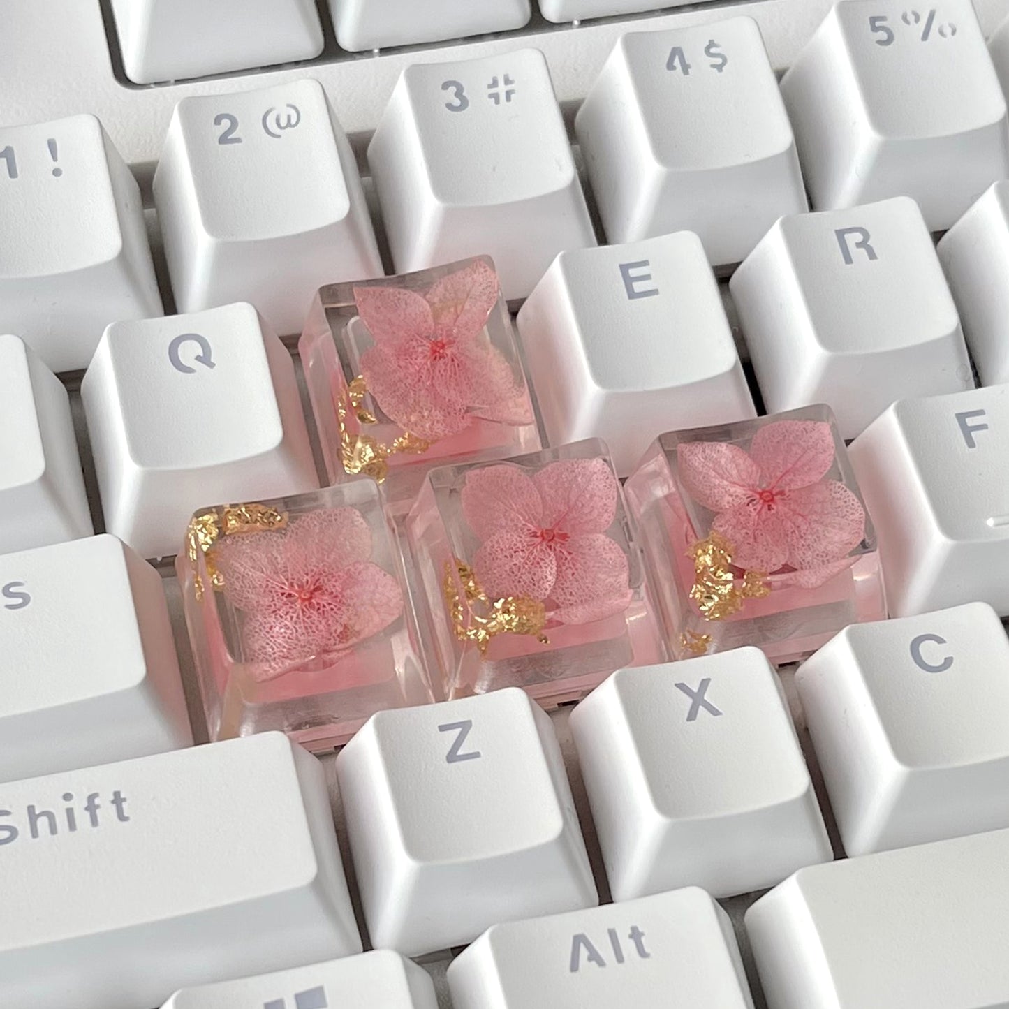 Custom Pink Flower Resin Keycaps