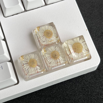 Custom White Flower Resin Keycaps