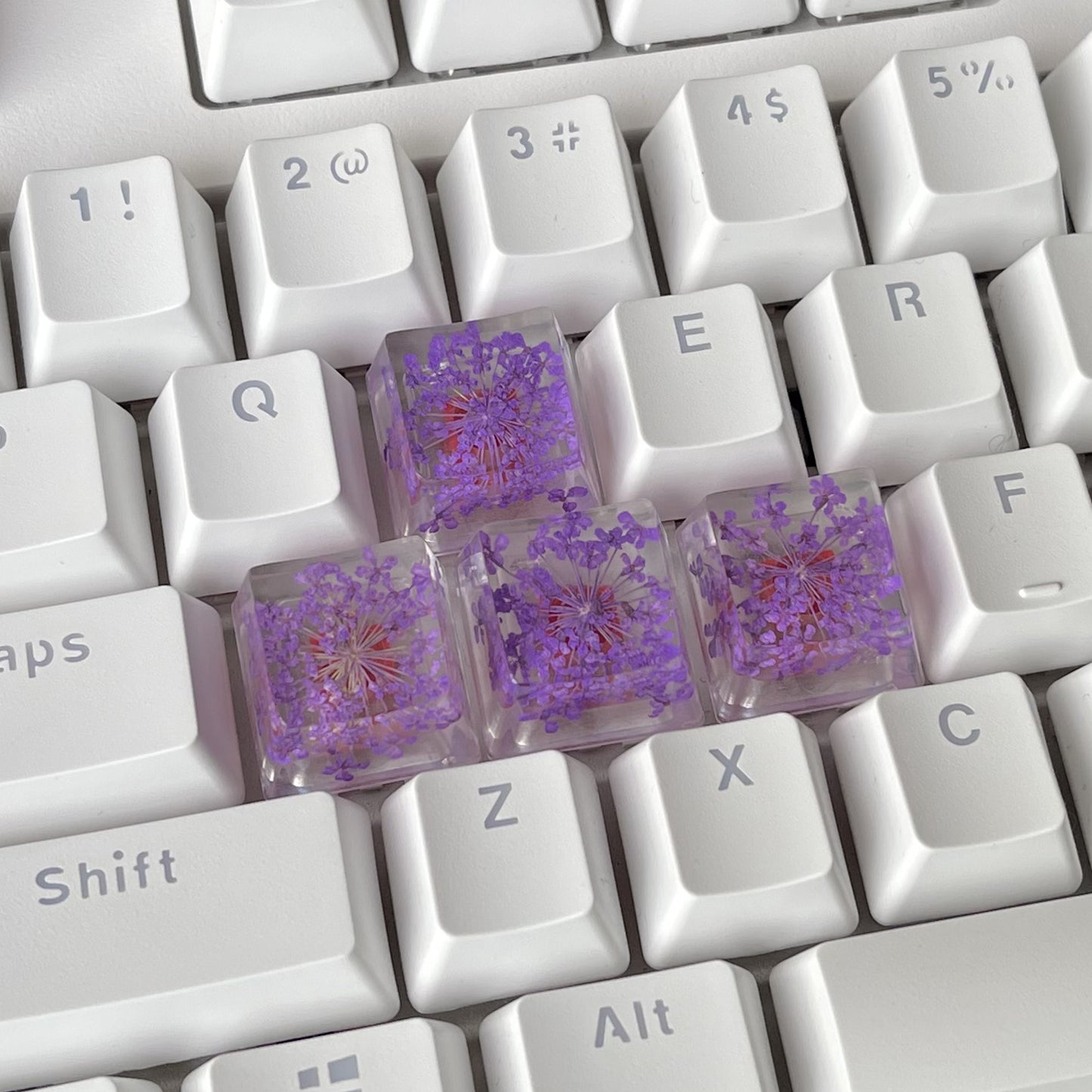 Custom Purple Flower Resin Keycaps