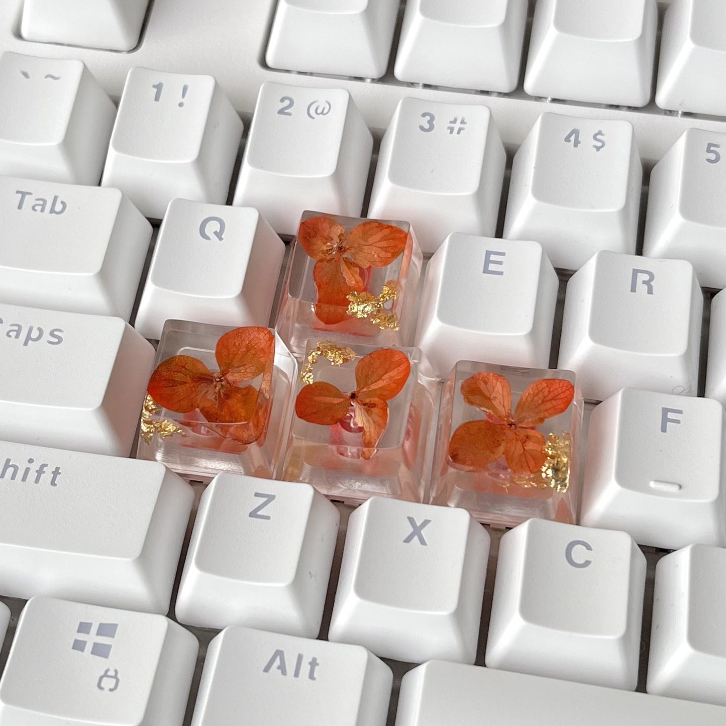 Custom Orange Flower Resin Keycaps