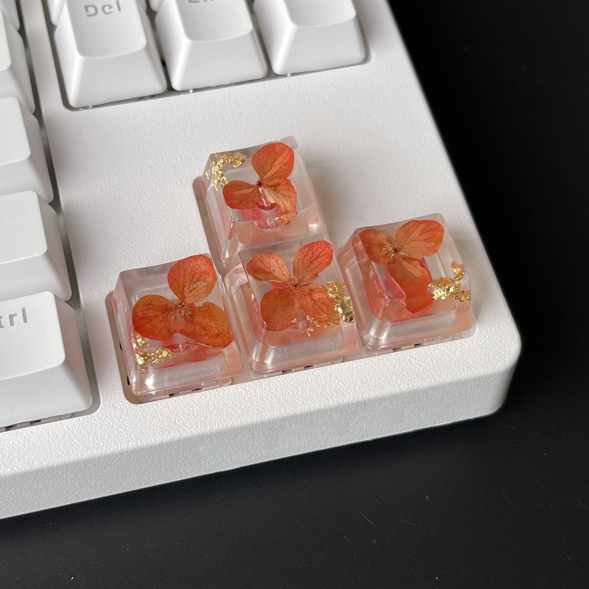 Custom Orange Flower Resin Keycaps
