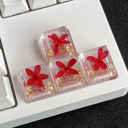 Custom Red Sakura Flower Resin Keycaps