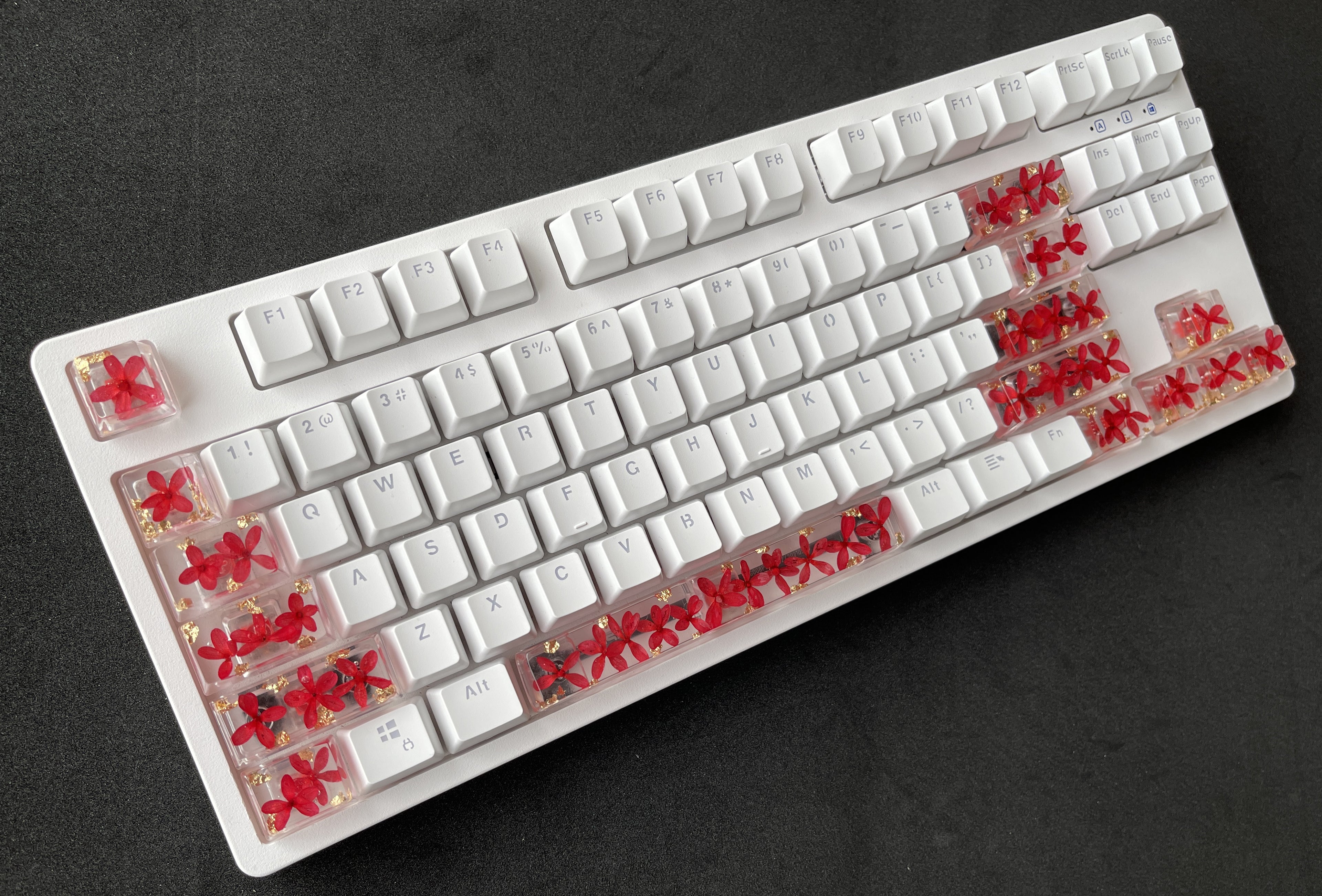 Custom Red Sakura Flower Resin Keycaps