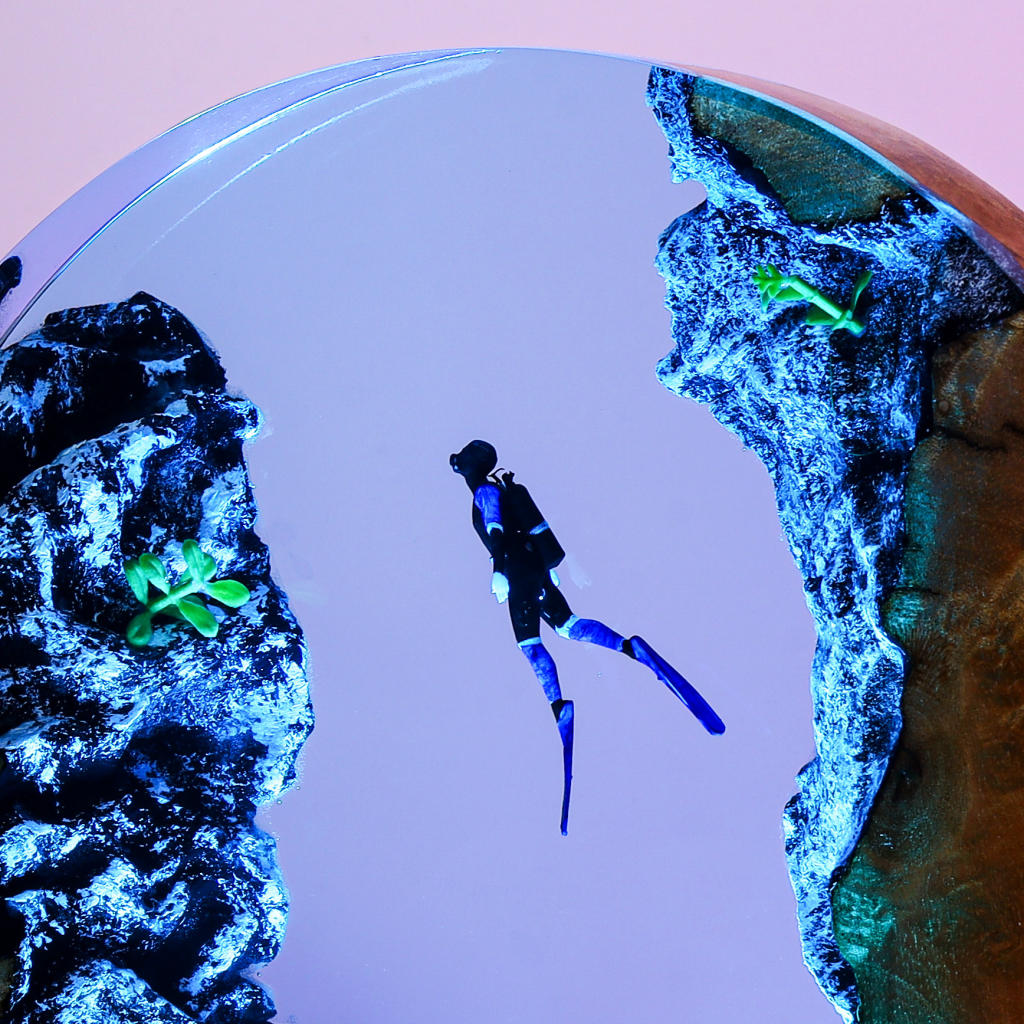 Two Divers Canyon Circular Lamp