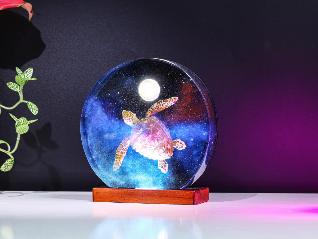 Cosmic Sea Turtle Resin Lamp