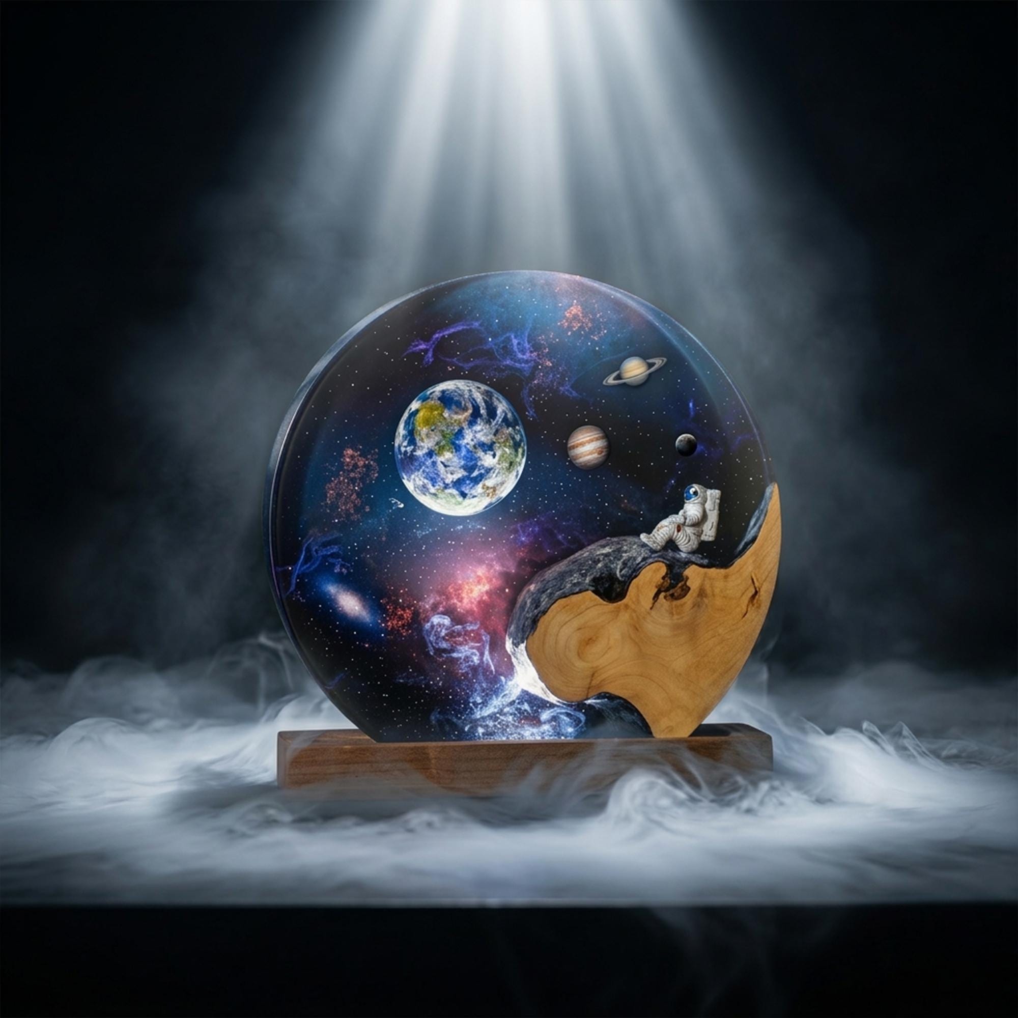 Astronaut Sitting on the Edge Circular Lamp