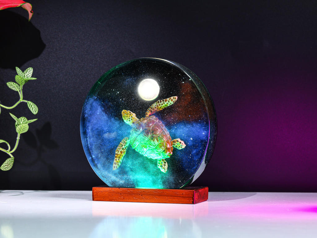 Cosmic Sea Turtle Resin Lamp