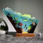 Manatees & Scuba Diver Ocean Resin Night Lamp