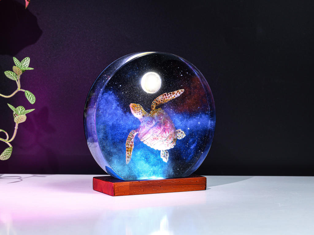 Cosmic Sea Turtle Resin Lamp
