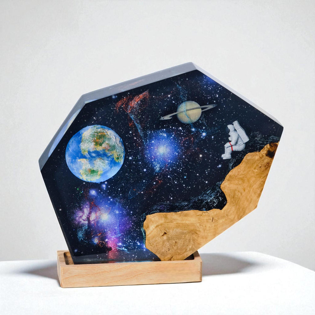 Astronaut on the Cliff Hexagonal Lamp