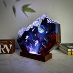 Astronaut Couple Galaxy Wood Resin Lamp