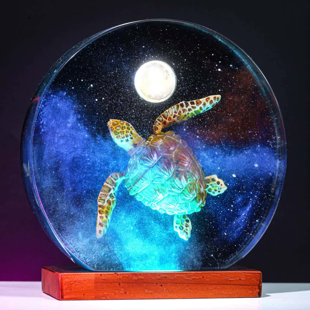 Cosmic Sea Turtle Resin Lamp