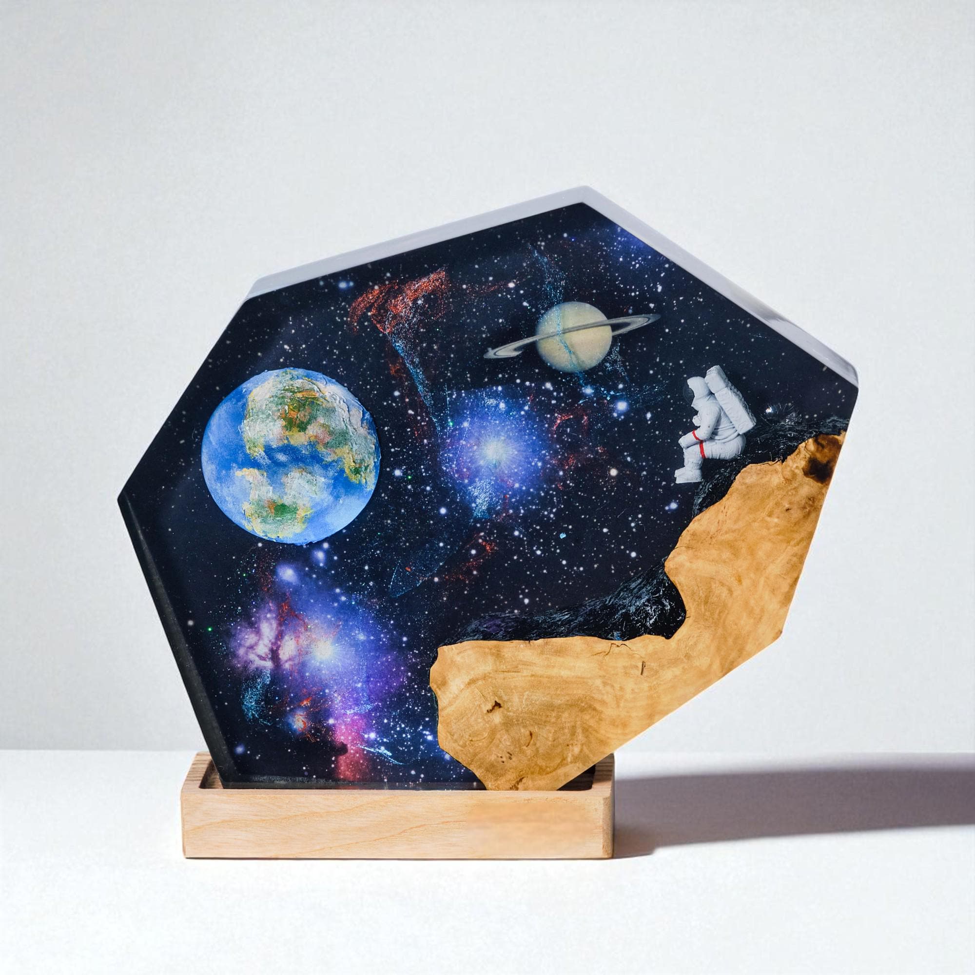 Astronaut on the Cliff Hexagonal Lamp